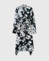 Floral Long-Sleeve Mesh Midi Dress - Multicolor