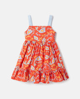 Floral Print Sleeveless Dress - Red/Multicolor