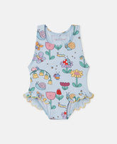 Floral Print Swimsuit - Blue/Multicolour